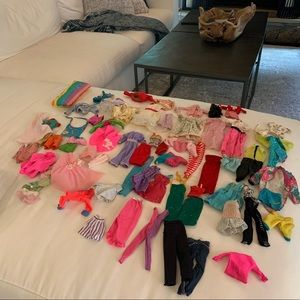 Barbie clothes bundle.  1950’s to 1980’s barbie clothes.  70 items.